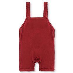 Babyhug Single Jersey Knit Half Sleeves T-Shirt with Animals Patch Dungaree - Maroon & White