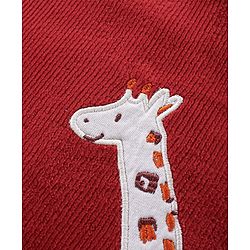 Babyhug Single Jersey Knit Half Sleeves T-Shirt with Animals Patch Dungaree - Maroon & White