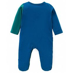 Babyhug Disney Interlock Knit Full Sleeves Sleepsuit With Mickey Mouse Graphic - Navy Blue & Green