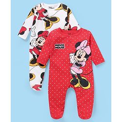 Babyhug Disney Cotton Knit Full Sleeves Sleep Suits With Minnie Mouse ...