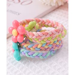 Babyhug Flower Charms Rubber Bands & Scrunchies Set of 5 - Multicolor