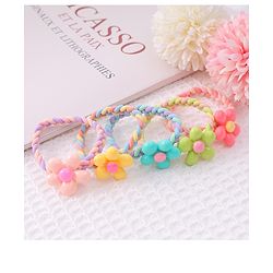 Babyhug Flower Charms Rubber Bands & Scrunchies Set of 5 - Multicolor