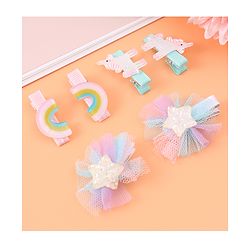Babyhug Hair Pins And Clips With Unicorn & Floral Applique - Multicolour