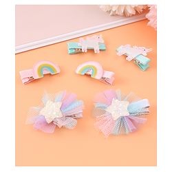 Babyhug Hair Pins And Clips With Unicorn & Floral Applique - Multicolour