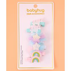 Babyhug Hair Pins And Clips With Unicorn & Floral Applique - Multicolour