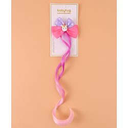 Babyhug Bow & Unicorn Applique Clip Hair Extensions -  Fushia
