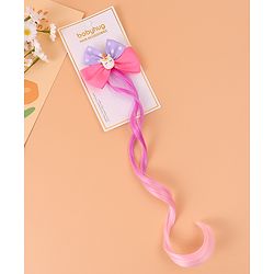 Babyhug Bow & Unicorn Applique Clip Hair Extensions -  Fushia