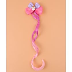 Babyhug Bow & Unicorn Applique Clip Hair Extensions -  Fushia