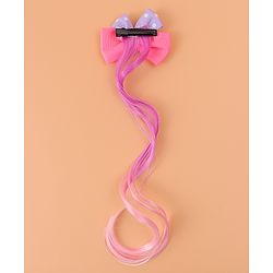 Babyhug Bow & Unicorn Applique Clip Hair Extensions -  Fushia