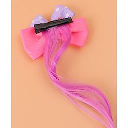 Babyhug Bow & Unicorn Applique Clip Hair Extensions -  Fushia