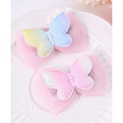 Babyhug Bow & Butterfly Hair Clips - Light Pink