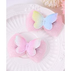 Babyhug Bow & Butterfly Hair Clips - Light Pink