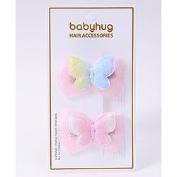 Babyhug Bow & Butterfly Hair Clips - Light Pink