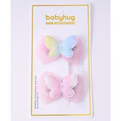 Babyhug Bow & Butterfly Hair Clips - Light Pink