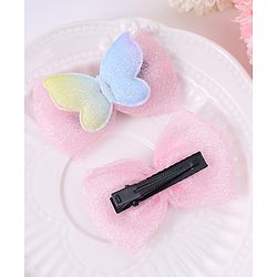 Babyhug Bow & Butterfly Hair Clips - Light Pink