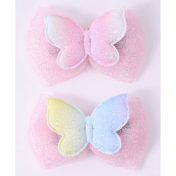 Babyhug Bow & Butterfly Hair Clips - Light Pink