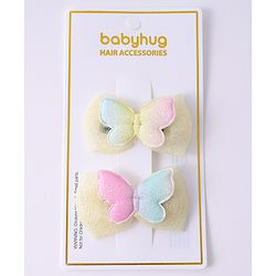 Babyhug Bow and Butterfly Clips Set of 2 - Yellow