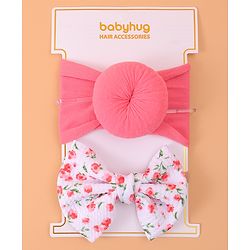 Babyhug Headband & Rubberband Combo Set of 2 - Dark Pink
