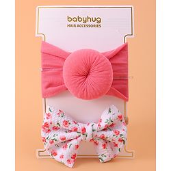 Babyhug Headband & Rubberband Combo Set of 2 - Dark Pink