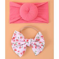 Babyhug Headband & Rubberband Combo Set of 2 - Dark Pink