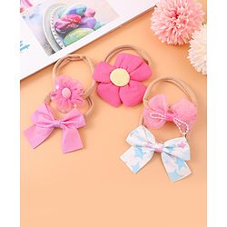 Babyhug Flower and Bow Motifs Headbands Set of 5 - Dark Pink