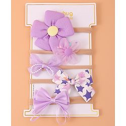 Babyhug Flower and Bow Motifs Headbands Set of 5 - Purple