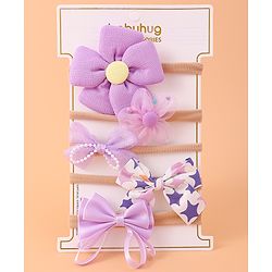 Babyhug Flower and Bow Motifs Headbands Set of 5 - Purple