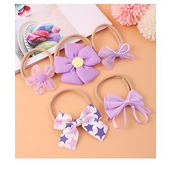 Babyhug Flower and Bow Motifs Headbands Set of 5 - Purple