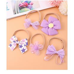 Babyhug Flower and Bow Motifs Headbands Set of 5 - Purple