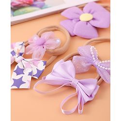 Babyhug Flower and Bow Motifs Headbands Set of 5 - Purple