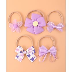 Babyhug Flower and Bow Motifs Headbands Set of 5 - Purple