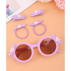 Babyhug Heart Motif Hair Accessories Combo Sets - Purple