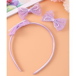 Babyhug Bow Hair Band & Clip Accessories Combo Sets of 3 - Purple