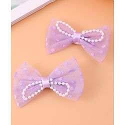 Babyhug Bow Hair Band & Clip Accessories Combo Sets of 3 - Purple
