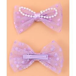 Babyhug Bow Hair Band & Clip Accessories Combo Sets of 3 - Purple