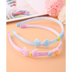 Babyhug Bow & Heart Charm Hair Bands Set of 2 - Blue & Purple