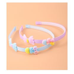 Babyhug Bow & Heart Charm Hair Bands Set of 2 - Blue & Purple