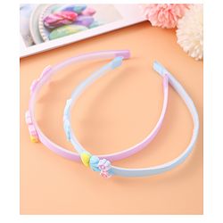 Babyhug Bow & Heart Charm Hair Bands Set of 2 - Blue & Purple