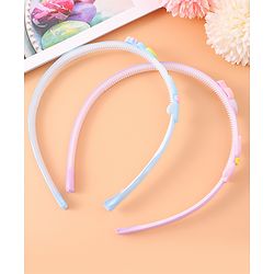 Babyhug Bow & Heart Charm Hair Bands Set of 2 - Blue & Purple