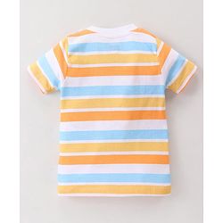Babyhug Single Jersey Knit Half Sleeves Striped T-Shirt & Shorts Set - Navy Blue