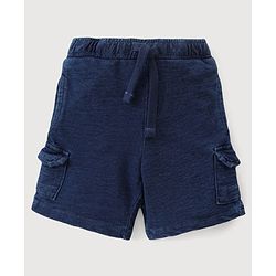 Babyhug Single Jersey Knit Half Sleeves Striped T-Shirt & Shorts Set - Navy Blue