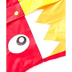 Babyhug Full Sleeves Hooded Raincoat Eyes Print - Red & Yellow