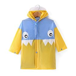Babyhug Full Sleeves Below Knee Length Hooded Raincoat Monster Print - Yellow Blue