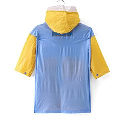 Babyhug Full Sleeves Below Knee Length Hooded Raincoat Monster Print - Yellow Blue
