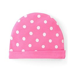 Babyhug 100% Cotton Interlock Knit Printed Caps With Bow Applique Pack of 2 - Pink & Blue