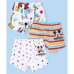 Babyhug Disney Interlock Knit Briefs With Mickey Mouse & Friends Graphics Pack Of 3 - White