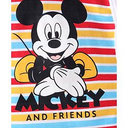 Babyhug Disney Interlock Knit Full Sleeves Rompers with Mickey Mouse Print Pack of 2 - White  Green & Red
