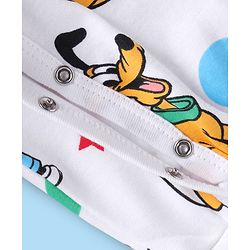 Babyhug Disney Interlock Knit Full Sleeves Rompers with Mickey Mouse Print Pack of 2 - White  Green & Red