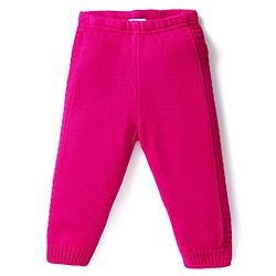 Babyhug Knit Full Length Solid Colour Fleece & Woollen Bottom - Dark Pink