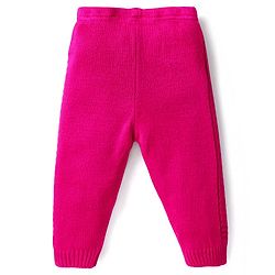 Babyhug Knit Full Length Solid Colour Fleece & Woollen Bottom - Dark Pink
